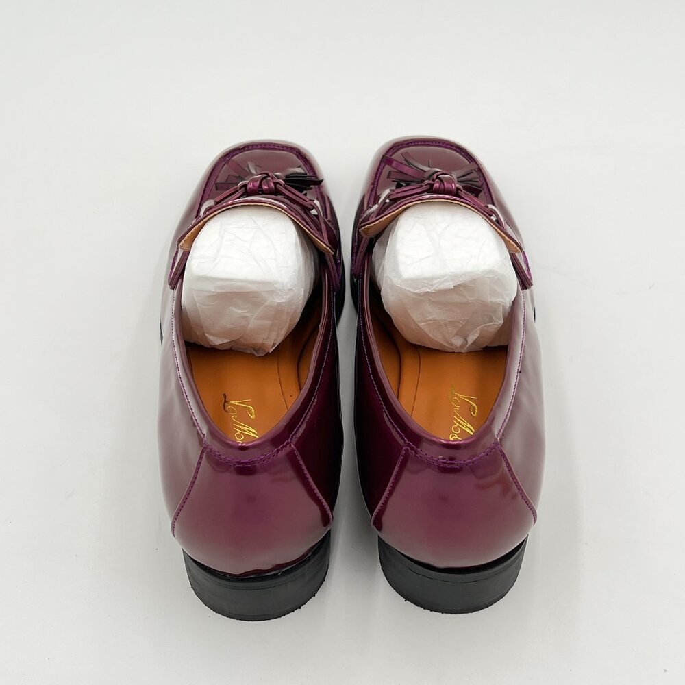 FOWT Purple Tassels Almond Toe Loafers Low Chunky Heel Pumps Slip On Shoes - Picture 4 of 5